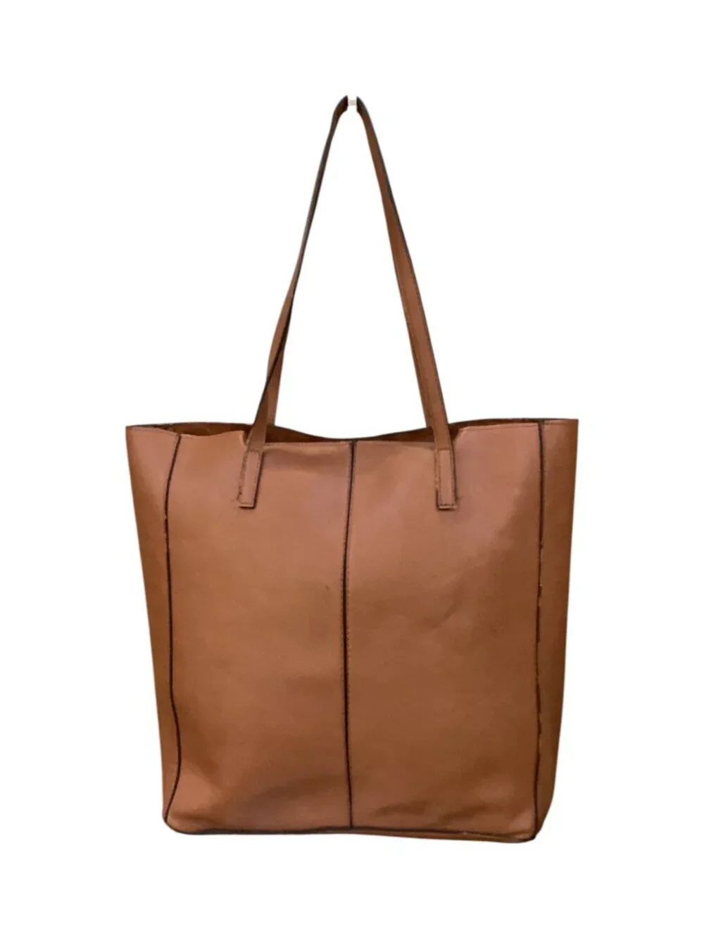 Brown Leather Tote Bag Large Shoulder Strap Casual Handbag